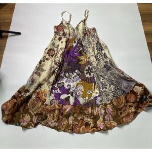NO BOUNDARIES VTG 00s Sz 3/5 S Floral Patchwork Dress Boho Hippie Festival